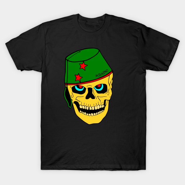 Cool New York City Gangster Skull Design by Milaino T-Shirt by Milaino